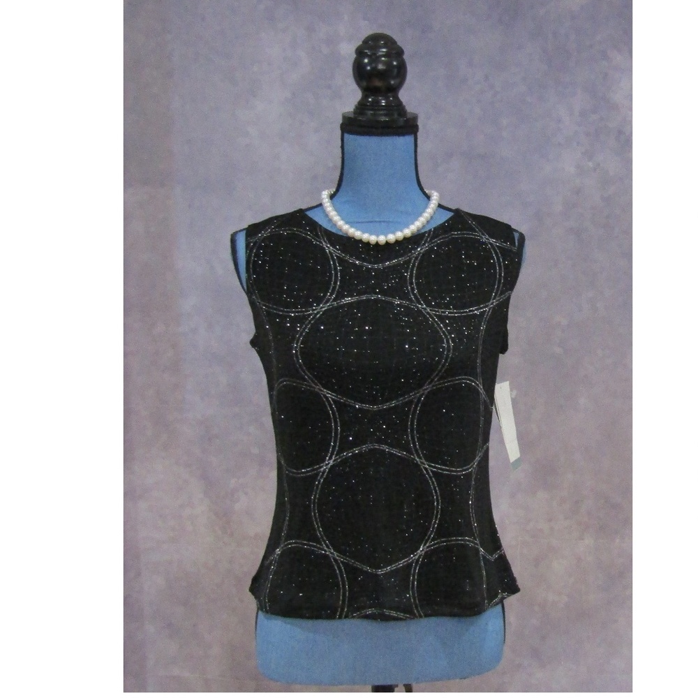 NWT J.R. Nites by Caliendo Black & Silver Top 12